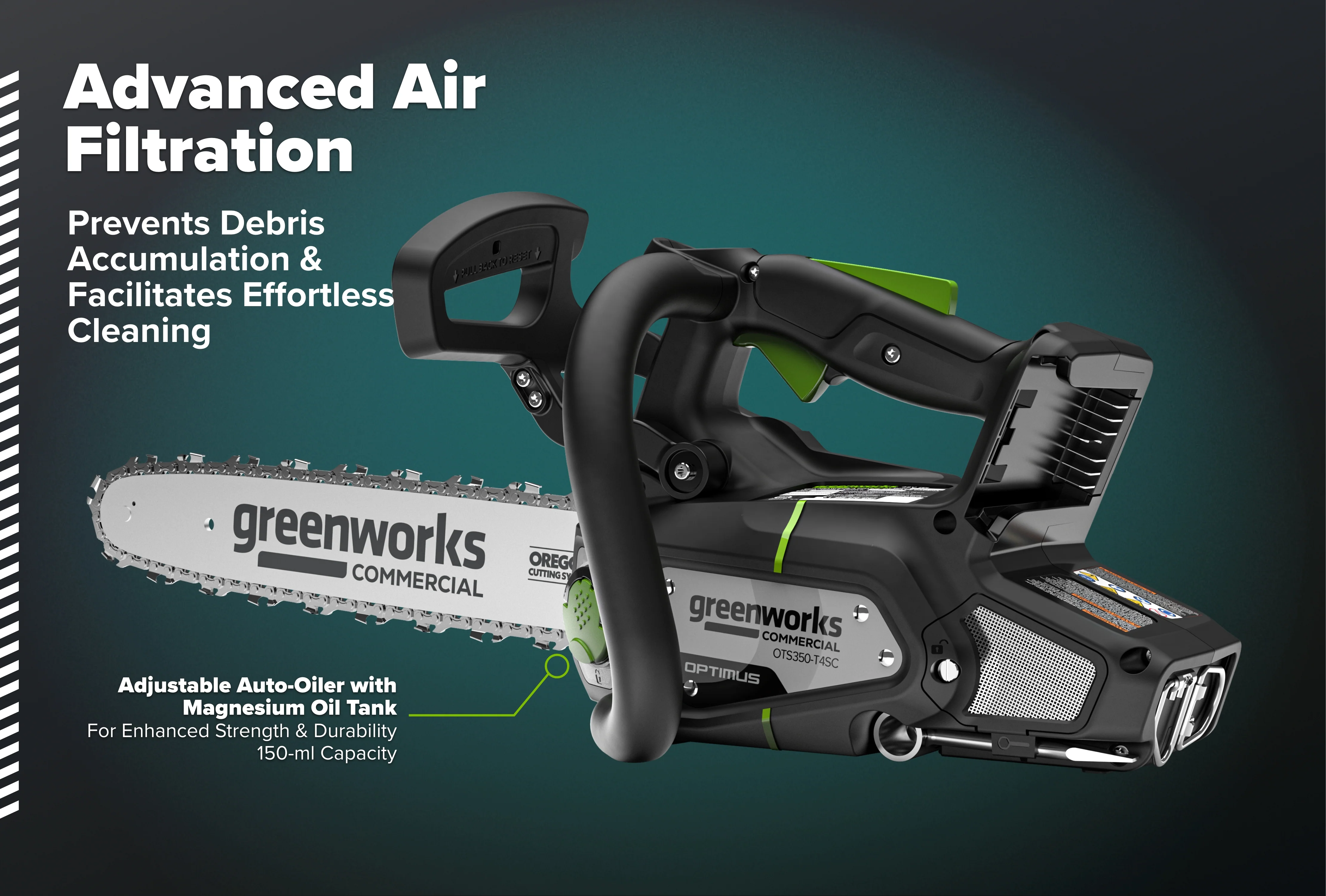 48V Top-Handle Chainsaw Powerhead, 48V 4 Ah Battery, 5A Charger | OTS350-T4SC - Image 5
