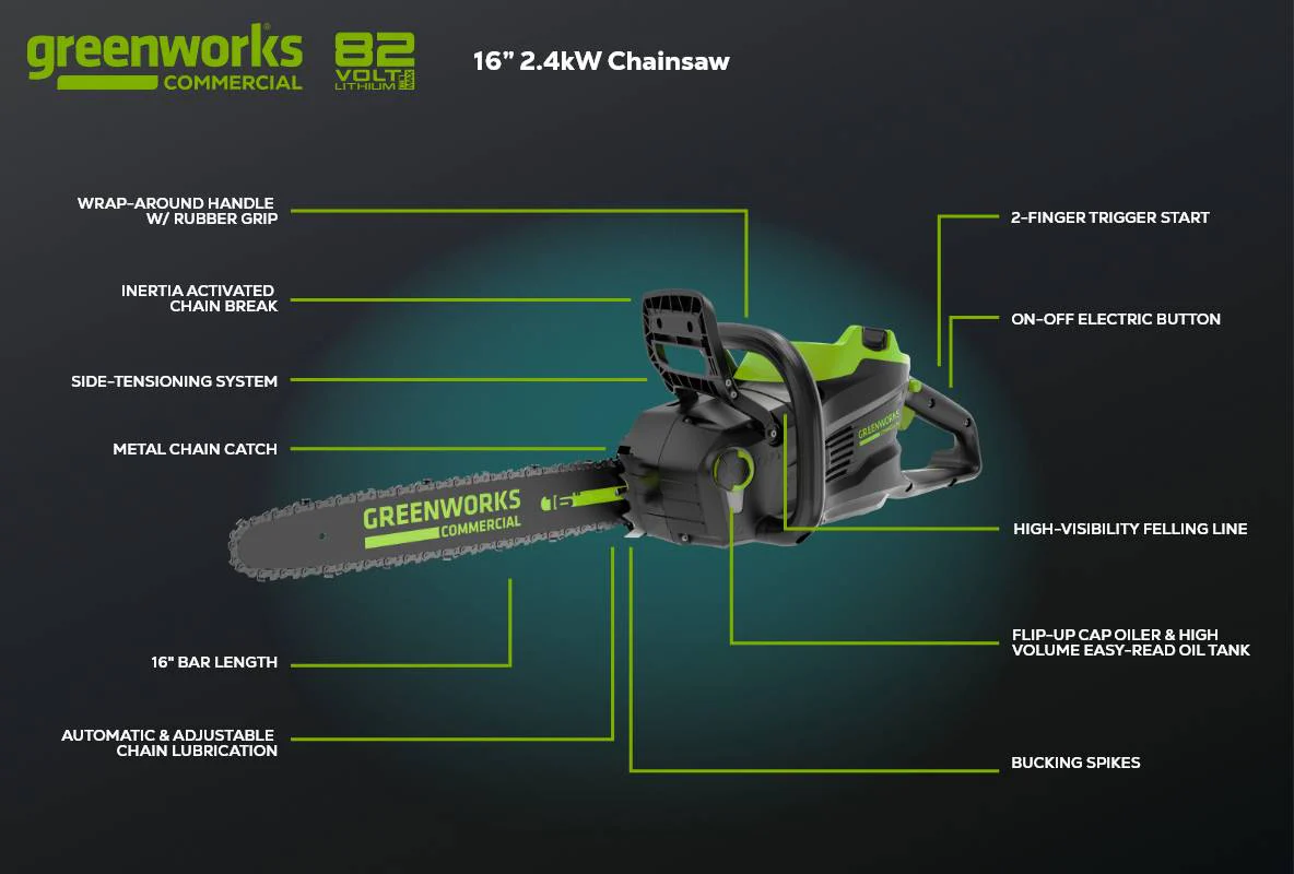 82V 16" 2.4kW Chainsaw Tool-Only | 82CS24 - Image 8