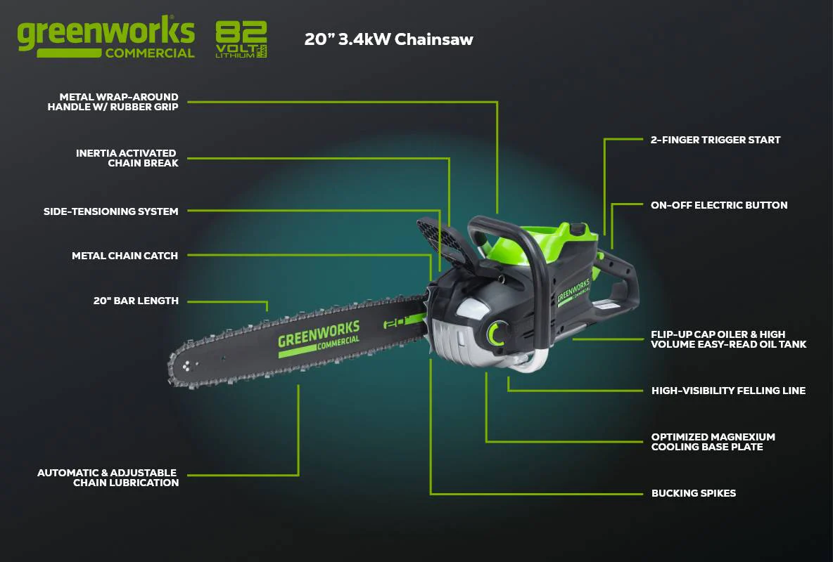 82V 20" 3.4kW Chainsaw Tool-Only | 82CS34 - Image 9