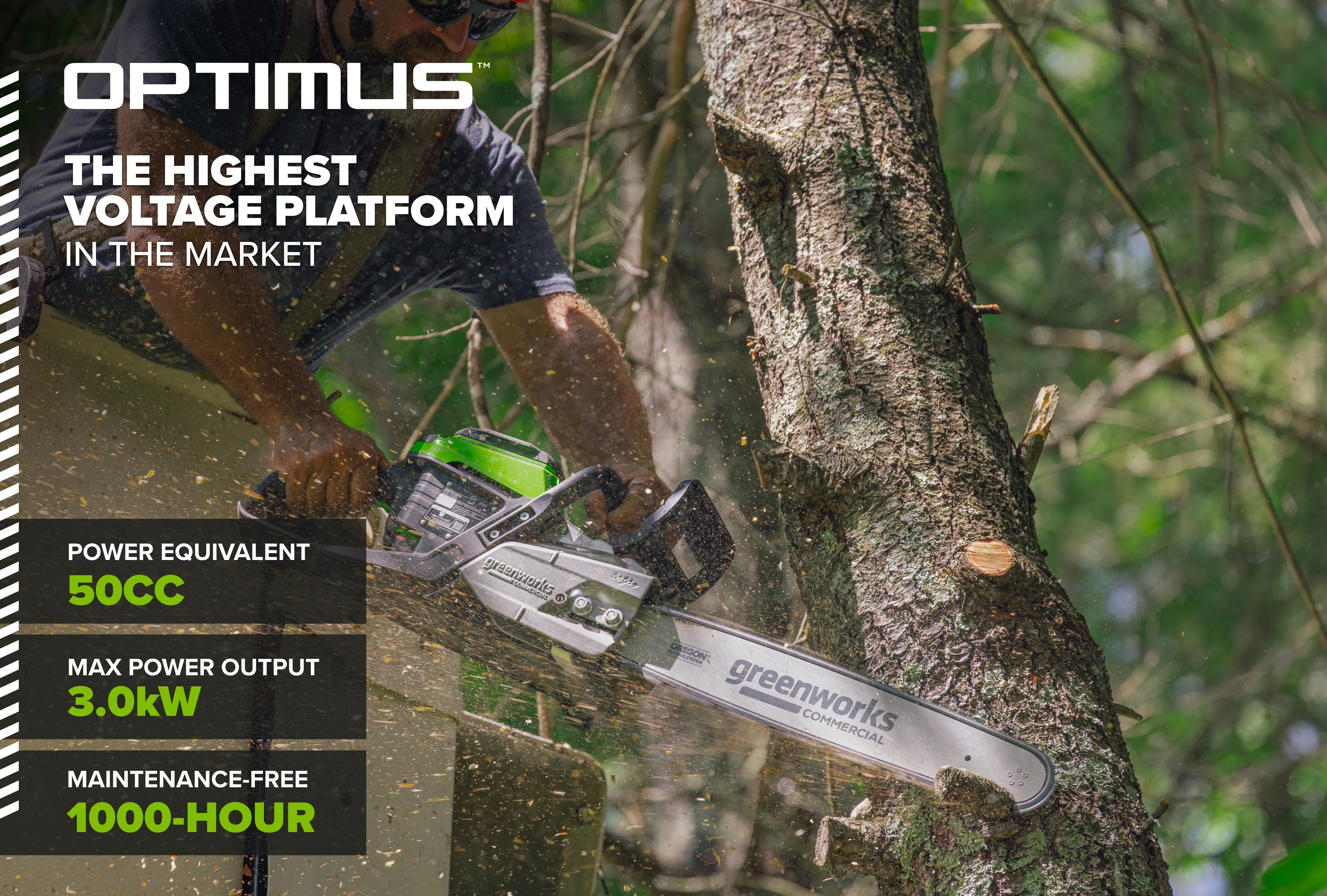 82V OPTIMUS 3.0 kW 18" Chainsaw Kit with CORE400 Battery & DP Charger | OCS500-C4DP-18 - Image 2