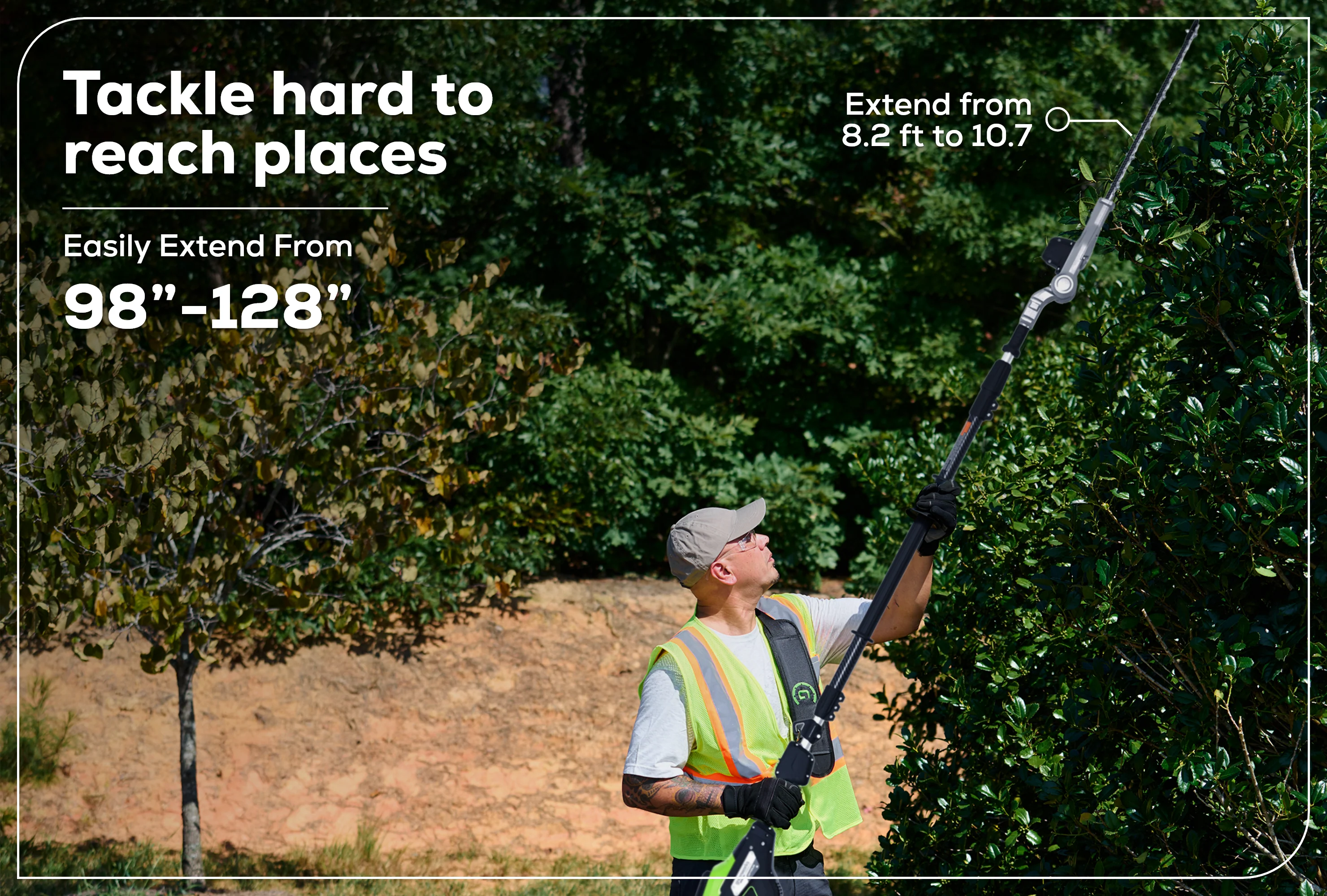 82V OPTIMUS 20" Telescoping + Articulating Pole Hedge Trimmer with CORE300 Battery and Dual-Port Charger | PH662T-C3DP - Image 9