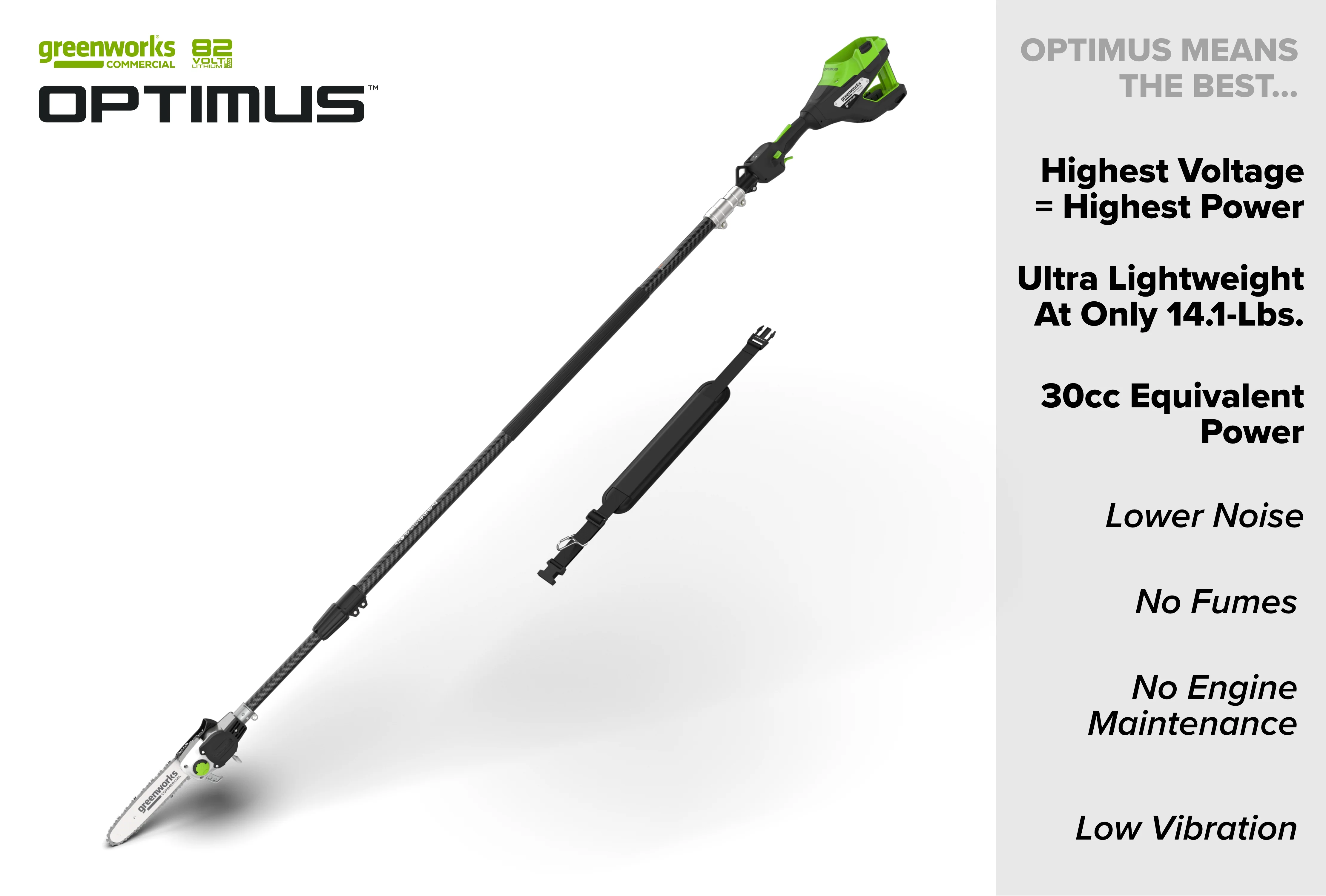 82V OPTIMUS 10" Polesaw with Carbon Fiber Shaft  | OPS300T - Image 11
