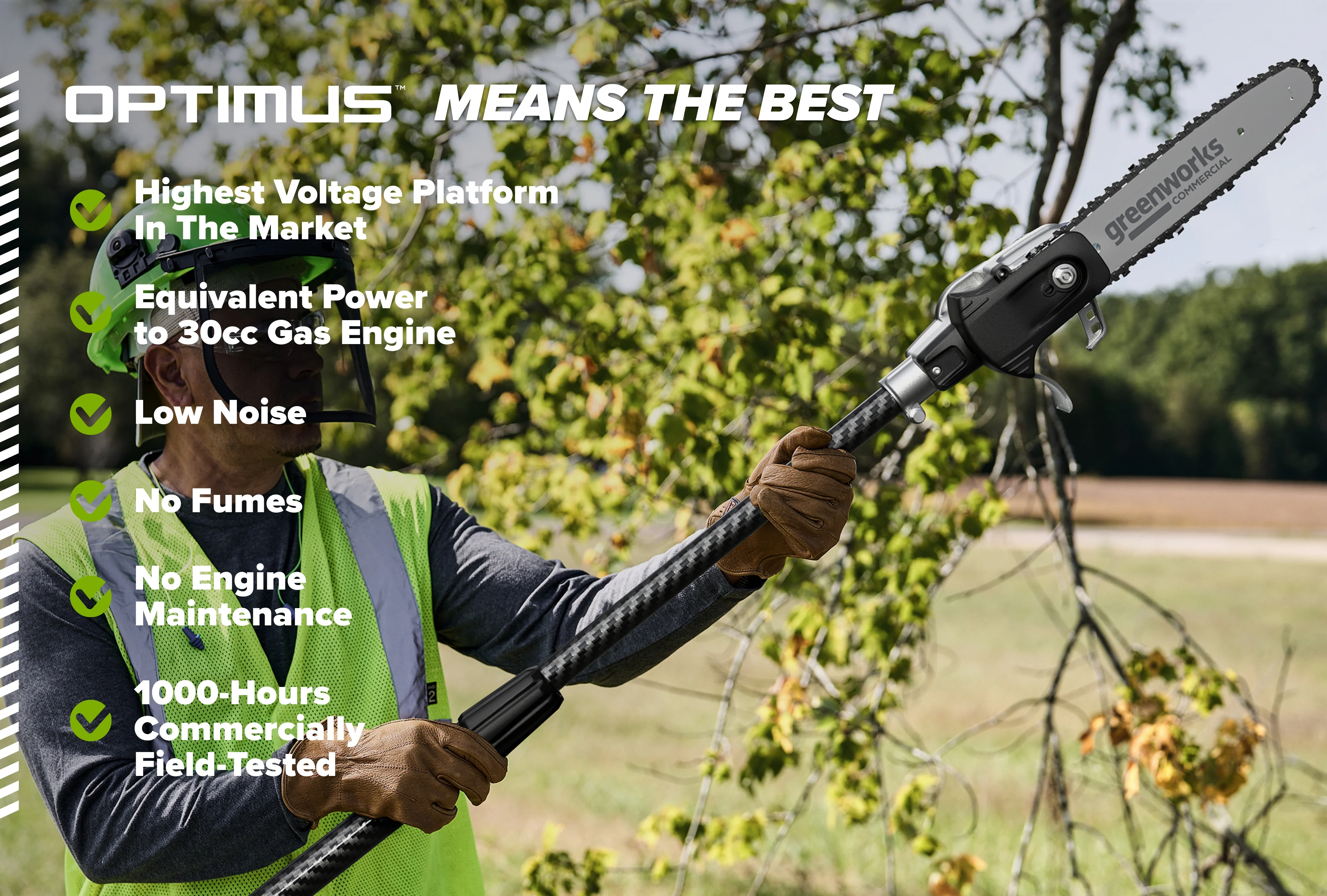 82V OPTIMUS 10" Polesaw with Carbon Fiber Shaft with CORE300 Battery and Charger | OPS300T-C3DP - Image 9
