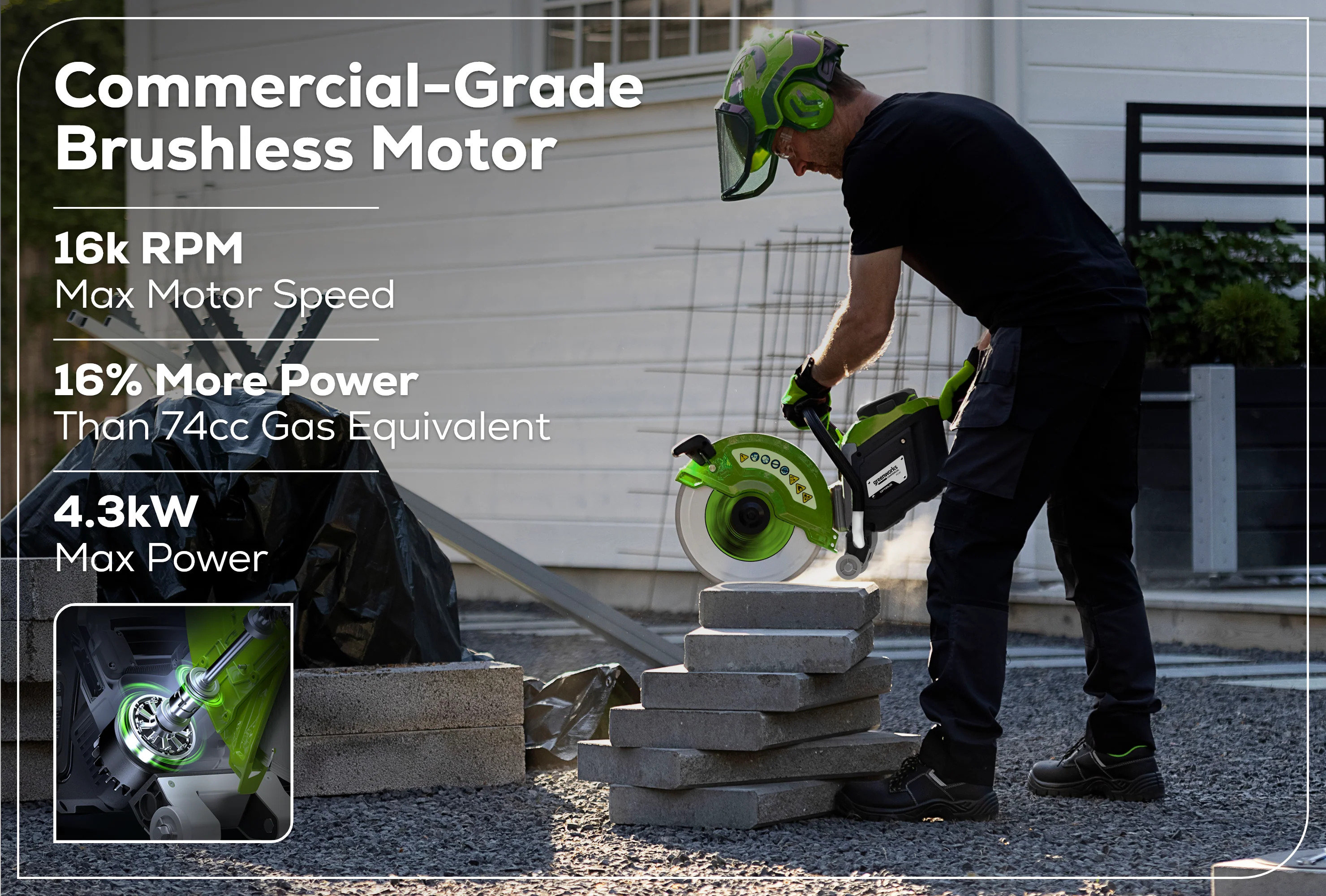 82V OPTIMUS 14" Power Cutter with CORE530 Battery and Dual Port Charger | PC141-C5DP - Image 3