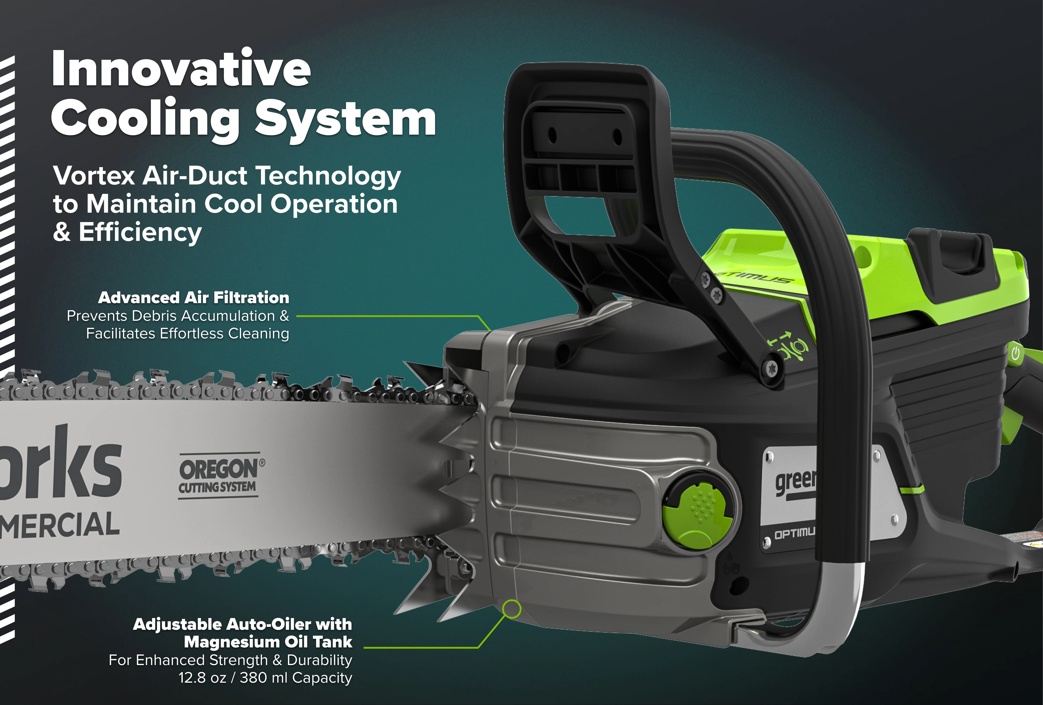 82V OPTIMUS HOGSAW 5.0kw 24" Chainsaw Kit with CORE530 Battery & DP Charger | OCS800-C5DP-24 - Image 6