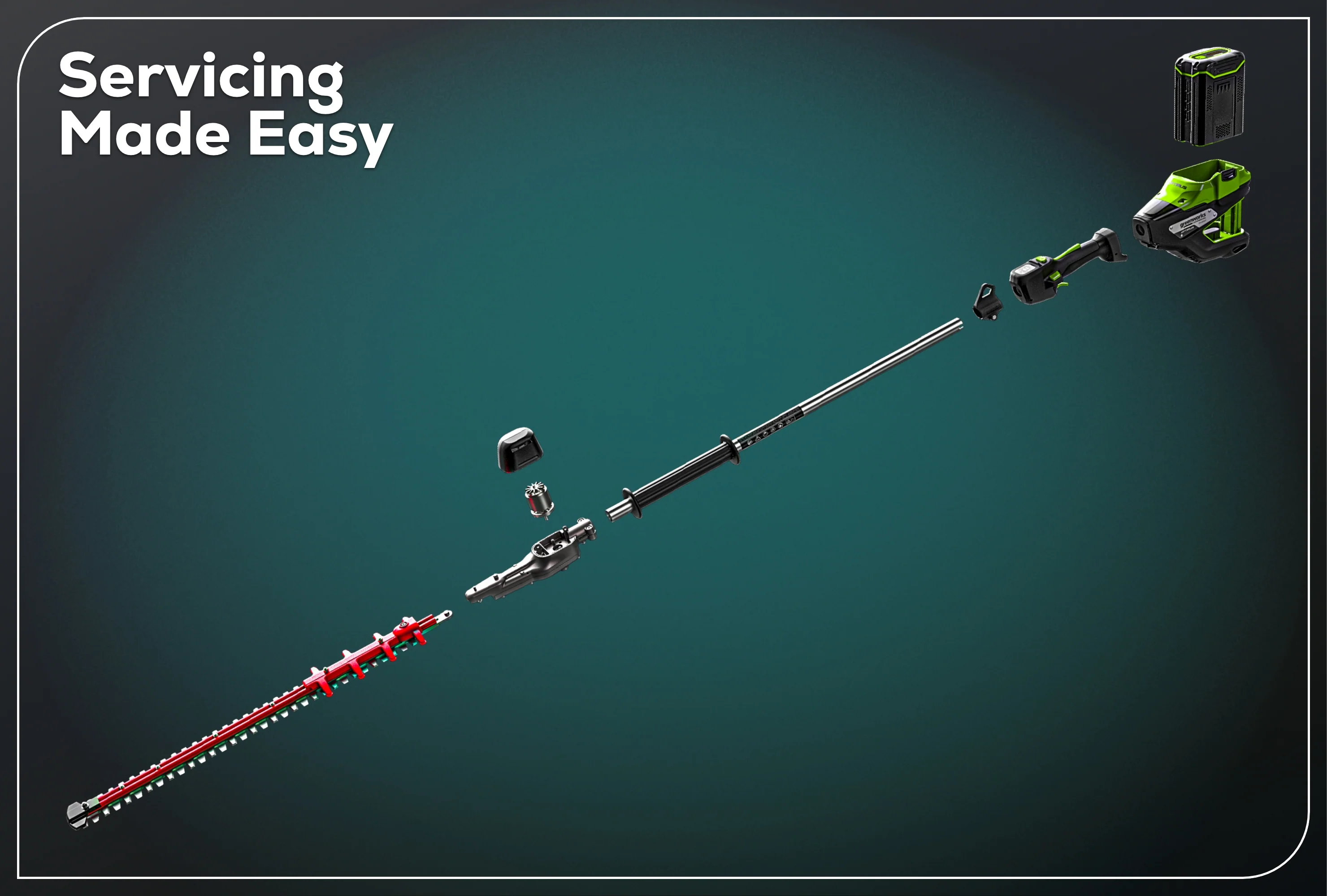 82V OPTIMUS 24" Short-Pole Hedge Trimmer with (1) 2.5 Ah Battery and Dual-Port Charger | PH302F-25DP - Image 12