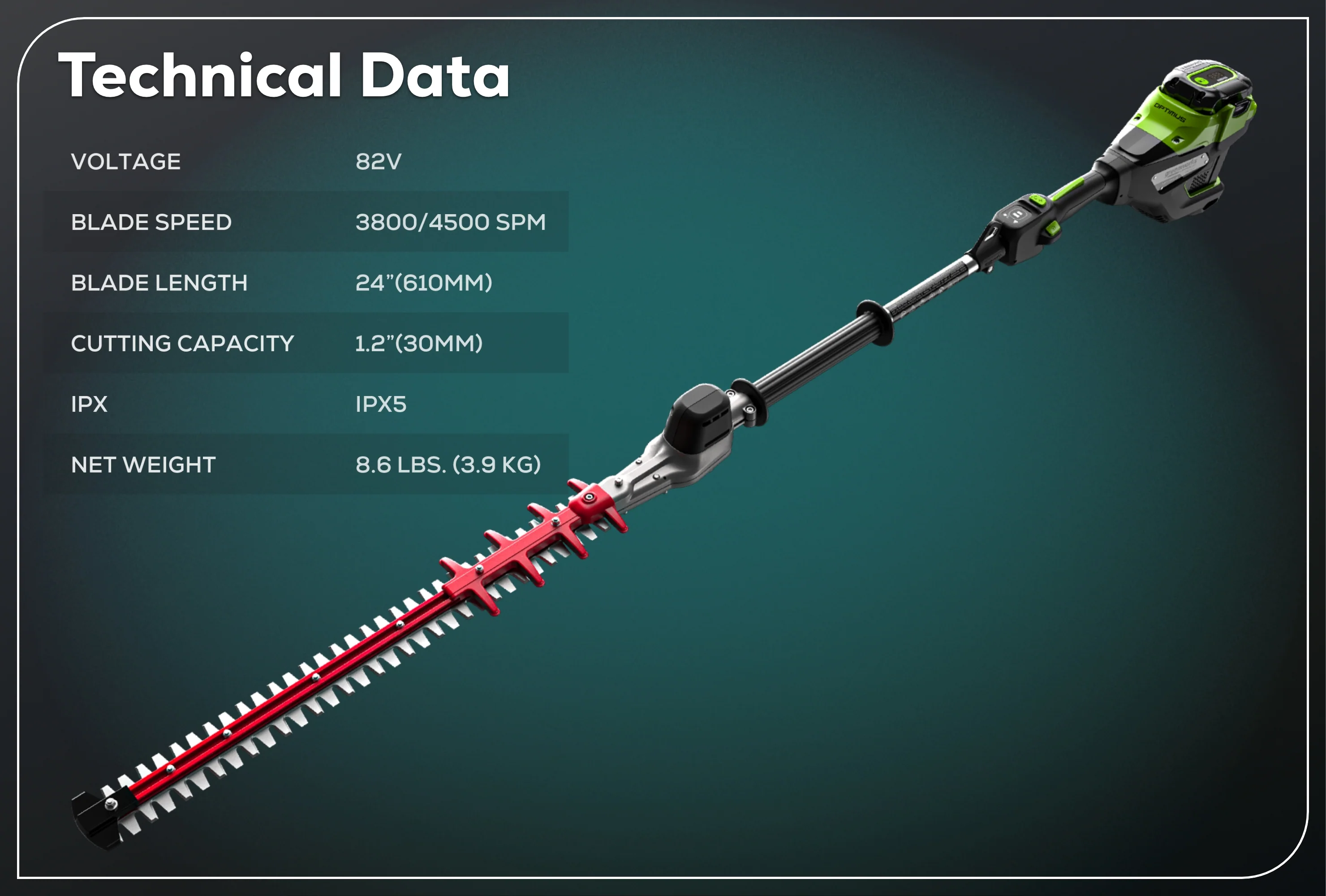 82V OPTIMUS 24" Short-Pole Hedge Trimmer with (1) 2.5 Ah Battery and Dual-Port Charger | PH302F-25DP - Image 13