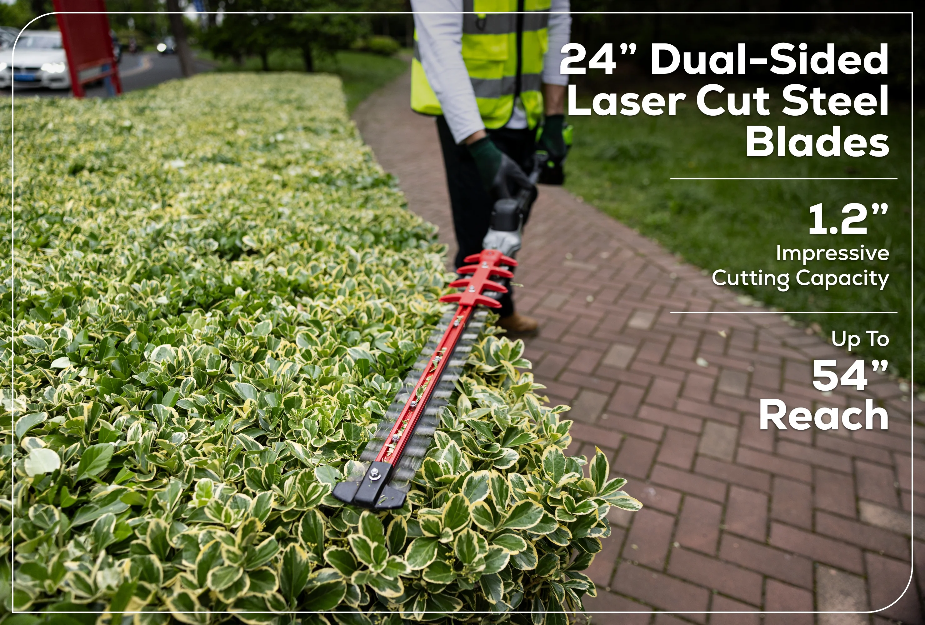 82V OPTIMUS 24" Short-Pole Hedge Trimmer with (1) 2.5 Ah Battery and Dual-Port Charger | PH302F-25DP - Image 4