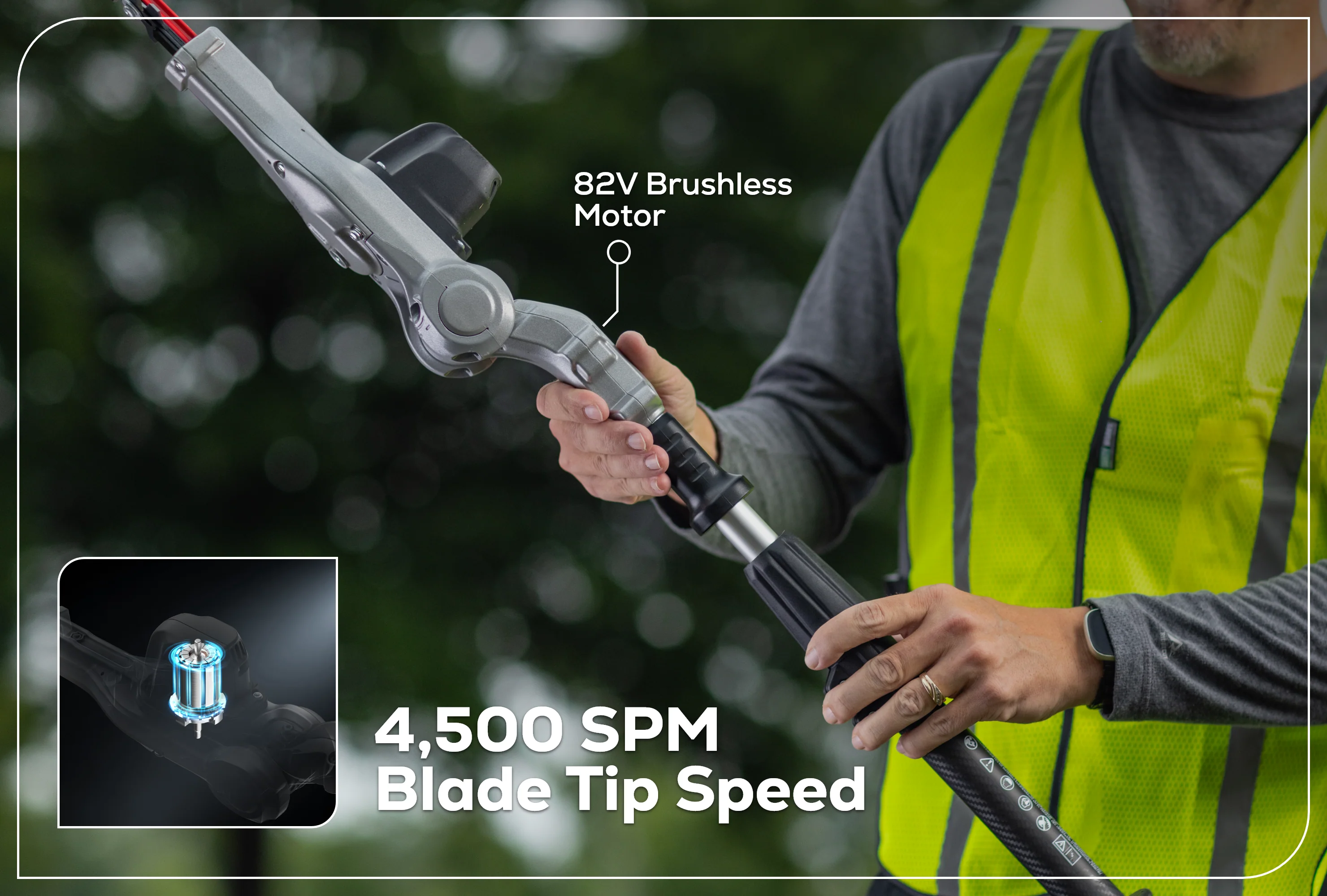 82V OPTIMUS 20" Telescoping + Articulating Pole Hedge Trimmer | PH662T - Image 4