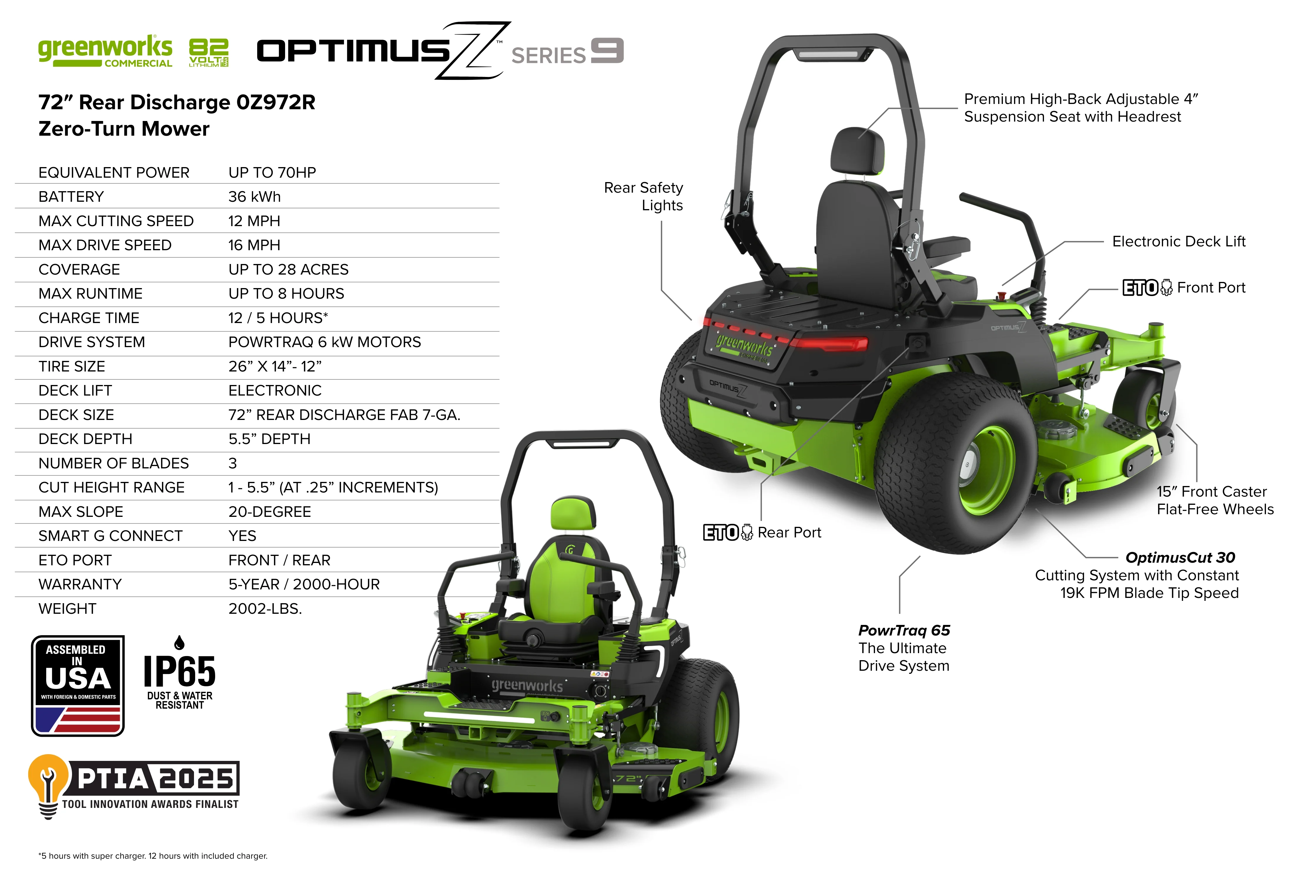 OPTIMUSZ Series 9 72" (Rear Discharge) Ride-on ZTR - 36 kWh | OZ972R - Image 22