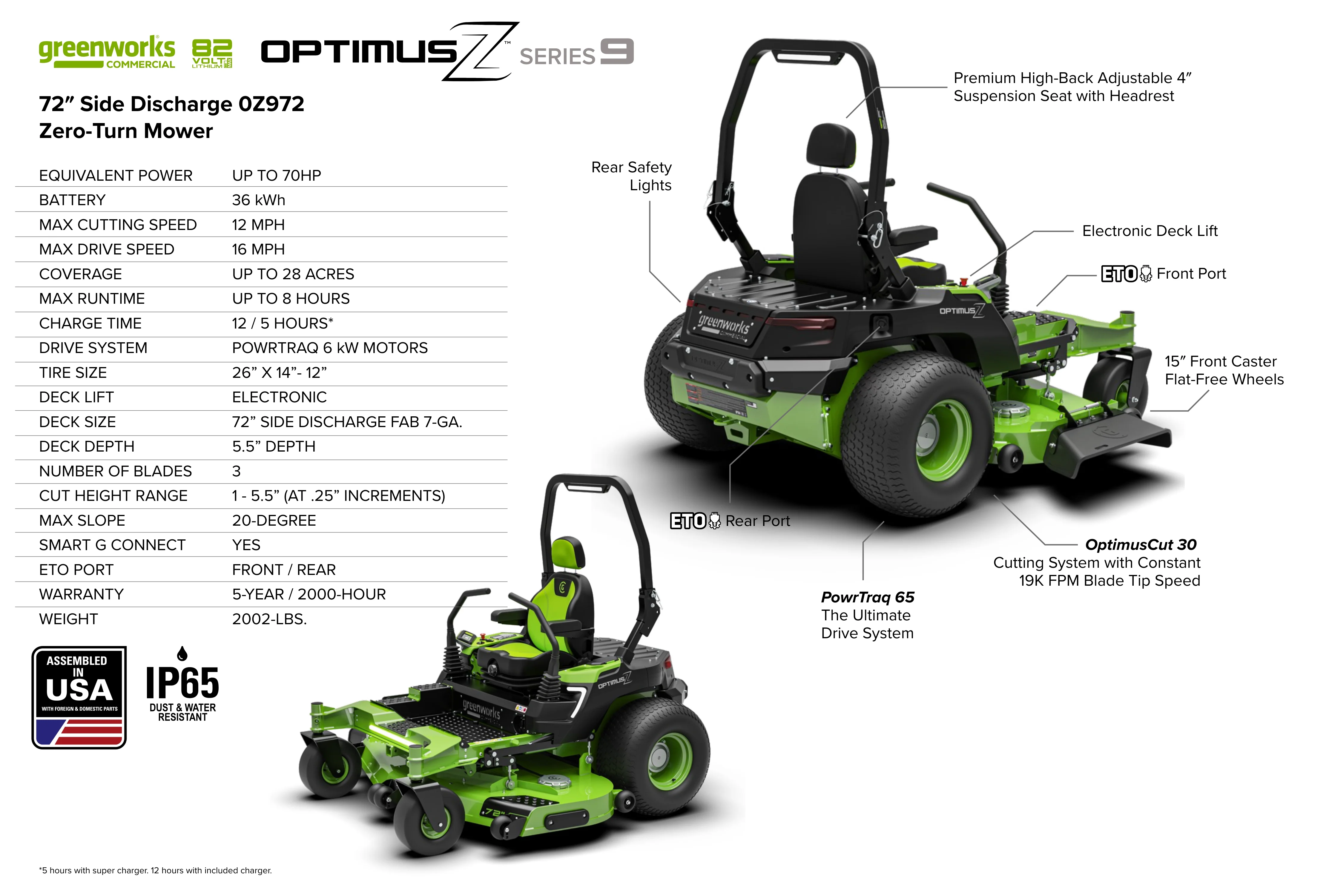 OptimusZ Series 9 72" (Side Discharge) Ride-on ZTR - 36 kWh | OZ972 - Image 16